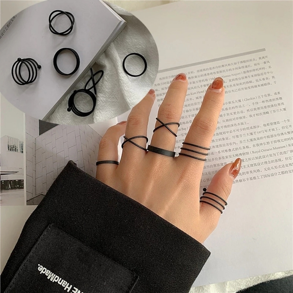 NEW Black Midi Knuckle Interchangeable‎ Ring Set